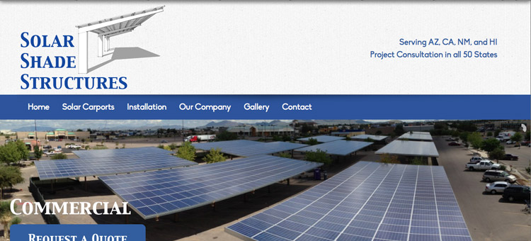 Solar Shade Structures website screenshot