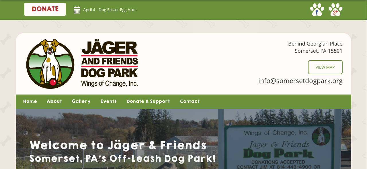 Jäger and Friends Dog Park New Website Screenshot