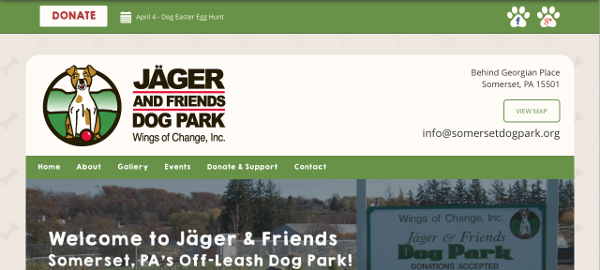 Jäger and Friends Dog Park New Website Screenshot