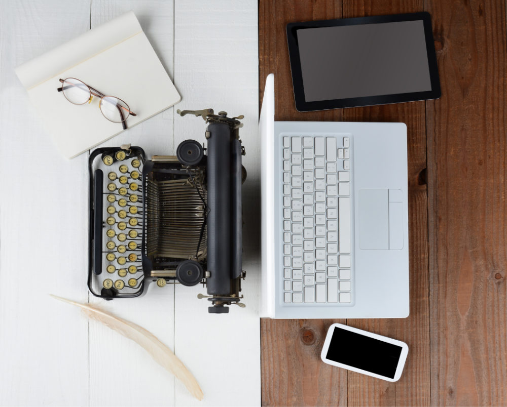 Old Typewriter and Computer