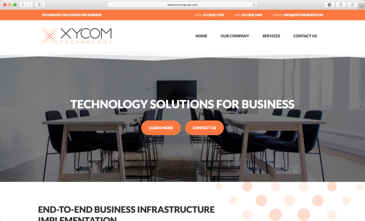 Website mockup of XYCOM Technology Group