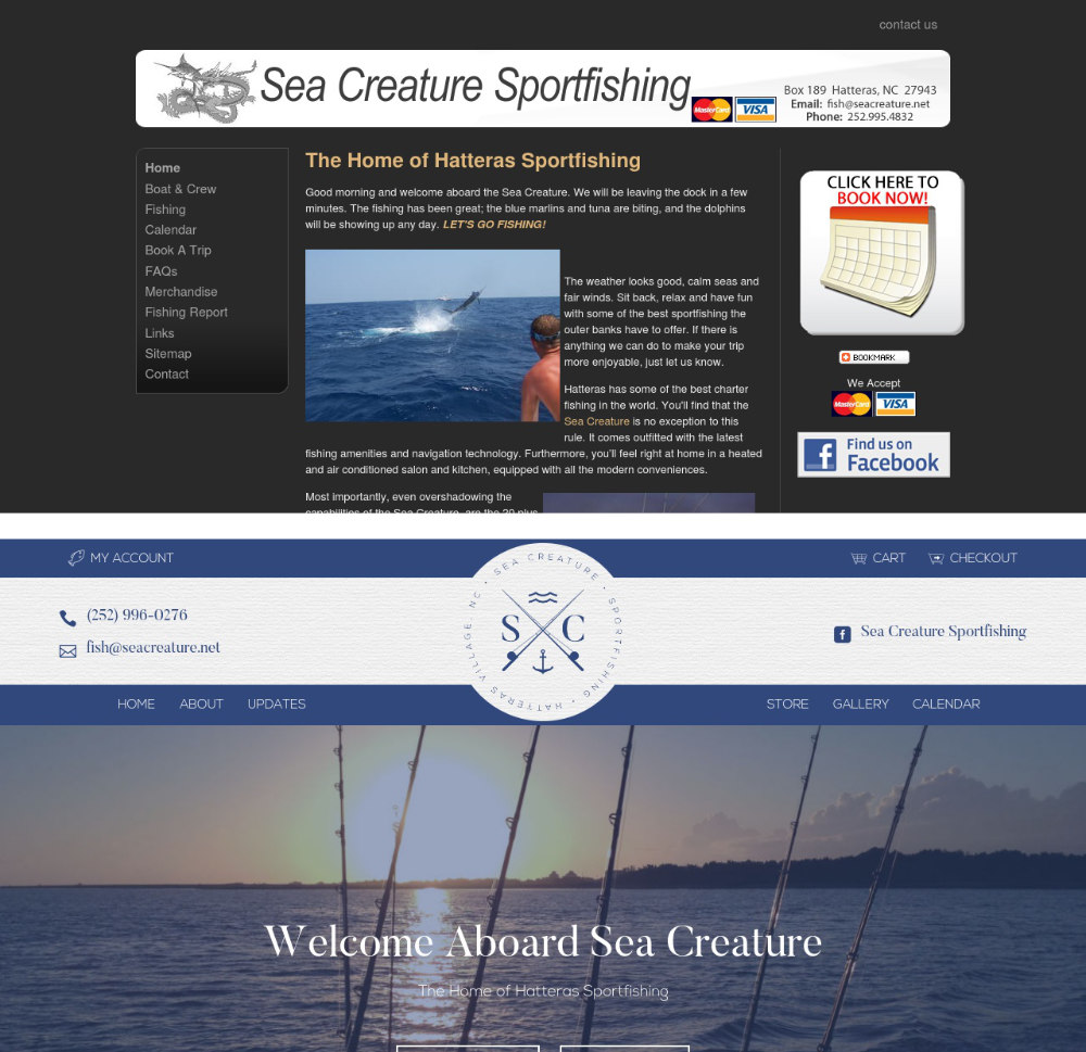 Old vs. New Sea Creature websites